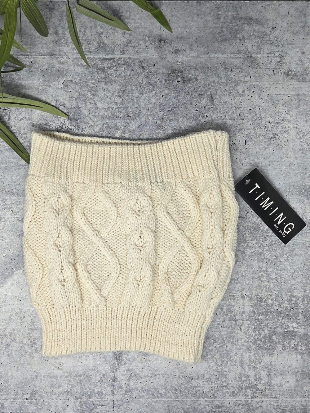 Timing Cream Cable Knit Tube Top Size Large NWT Sexy Boho Neutral